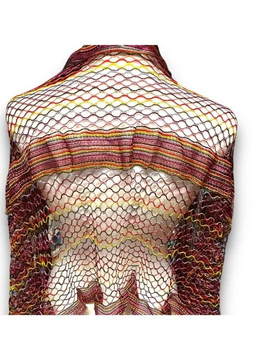 Festive Colorful "Silk Feel" Polyester Mesh Scarf Fringe EUC Decorative Boho - Picture 3 of 10